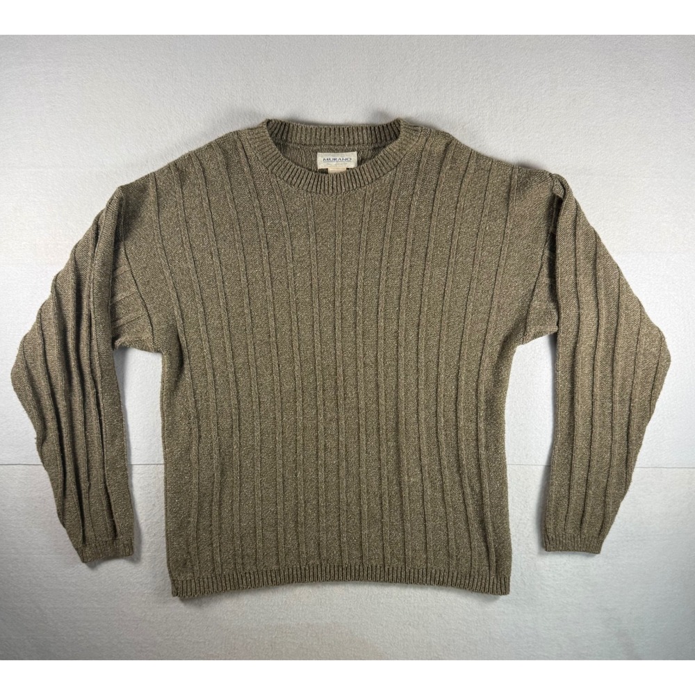 Vintage 90s Murano Ribbed Knit Sweater Earth Tone Made in USA Mens L